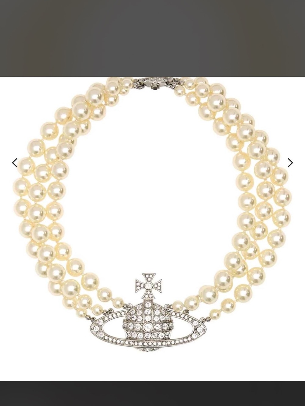 Vivienne Westwood Pearl Triple-Strand Necklace with Crystal Orb Pendant